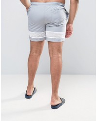 Asos Plus Swim Shorts In Gray With Mesh Detail In Mid Length