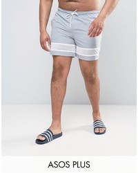 Asos Plus Swim Shorts In Gray With Mesh Detail In Mid Length