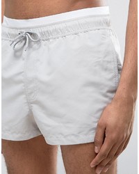 Asos Swim Shorts In Gray With Double Waistband In Super Short Length