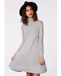 Missguided Jeanette High Neck Swing Dress Grey