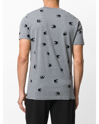 McQ Alexander Ueen Flocked Swallow T Shirt