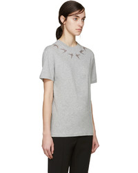 MCQ Alexander Ueen Grey Glittered Swallow T Shirt