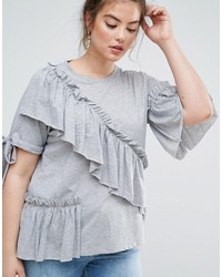 Asos Curve Curve T Shirt With Ruffle Bow Detail