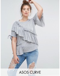 Asos Curve Curve T Shirt With Ruffle Bow Detail