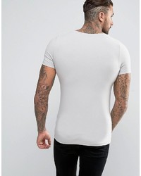Asos Extreme Muscle Fit Scoop Neck T Shirt In Gray