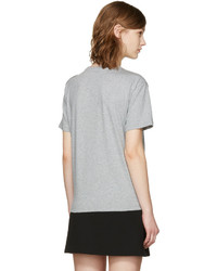 MSGM Grey Asymmetric Ruffle T Shirt