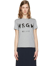 MSGM Grey Drawn Logo T Shirt