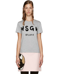 MSGM Grey Paint Logo T Shirt