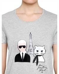 Karl Lagerfeld Karl Choupette In Paris Cotton T Shirt