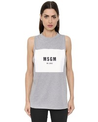 MSGM Logo Cotton Jersey Sleeveless Top