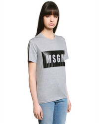 MSGM Loose Fit Logo Cotton Jersey T Shirt