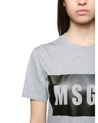 MSGM Loose Fit Logo Cotton Jersey T Shirt