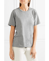Acne Studios Nash Face Appliqud Cotton Jersey T Shirt Light Gray