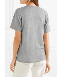 Acne Studios Nash Face Appliqud Cotton Jersey T Shirt Light Gray
