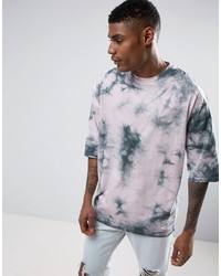Asos Oversized T Shirt In Pink Tie Dye With Half Sleeve