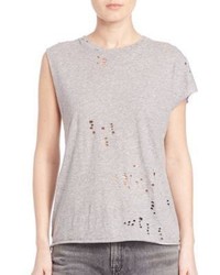R 13 R13 Distressed Cotton Cashmere Tee