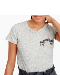 J.Crew Vintage Cotton T Shirt With Beaded Zebras
