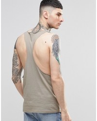 Asos Brand Tank With Raw Edge Extreme Racer Back In Green