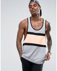 Asos Extreme Racer Back Tank With Neon Orange Color Block Panel