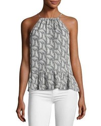 Joie Faustine Feather High Neck Tank Top Gray