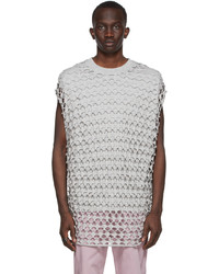 Dries Van Noten Grey Perforated Overlay T Shirt