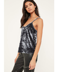Missguided Grey Crushed Velvet Cami Top