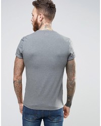 Asos Muscle T Shirt With Roll Sleeve In Gray Marl