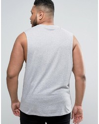 Asos Plus Sleeveless T Shirt With Dropped Armhole In Gray Marl