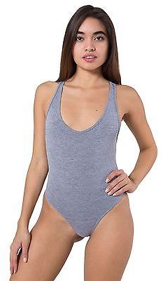 American Apparel Cotton Spandex Jersey Tank Thong Bodysuit, Black