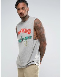 Asos Run The Jewels Longline Sleeveless T Shirt With Dropped Armhole