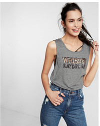 Express Sequined Whiskey Daydream Scoop Neck Tank