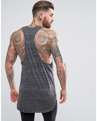 Asos Super Longline Tank With Step Hem And Extreme Racer Back In Textured Fabric