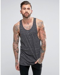 Asos Super Longline Tank With Step Hem And Extreme Racer Back In Textured Fabric