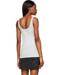 Alexander Wang T By Heather Grey Ribbed Henley Tank Top