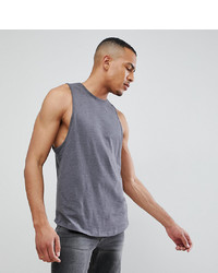 ASOS DESIGN Tall Relaxed Vest With Binding And Curve Hem In Grey