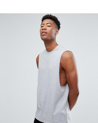 ASOS DESIGN Tall Relaxed Vest With Dropped Armhole In Grey Marl