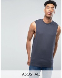 Asos Tall Sleeveless T Shirt With Dropped Armhole In Gray