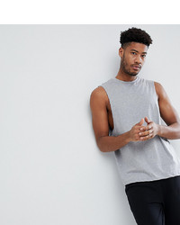 ASOS DESIGN Tall Sleeveless T Shirt With Dropped Armhole In Grey Marl Marl