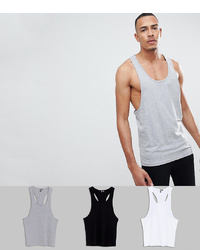 ASOS DESIGN Tall Vest With Extreme Racer Back 3 Pack Save
