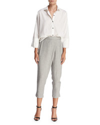 Halston Heritage Wrap Front Tapered Ankle Pants Gray