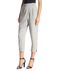 Halston Heritage Wrap Front Tapered Ankle Pants Gray