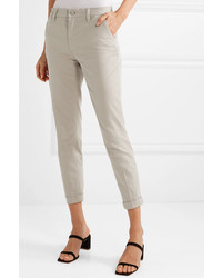 J Brand Josie Cropped Cotton Blend Twill Tapered Pants