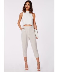 Missguided Marrie Cropped Tapered Trousers Grey