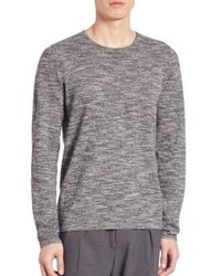 Grey Textured Crew-neck Sweater