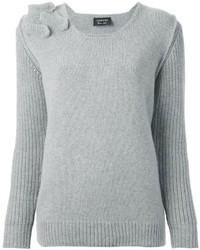 Grey Textured Crew-neck Sweater