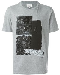 Grey Textured Crew-neck T-shirt