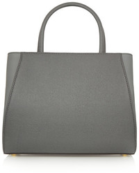 Fendi 2jours Small Textured Leather Shopper Gray