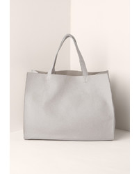 Missguided Grey Clean Edge Textured Tote Bag