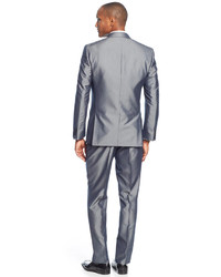 Kenneth Cole Reaction Grey Pinstripe Vested Slim Fit Suit