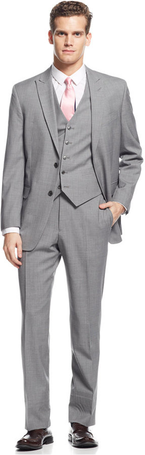 fordrejer Hub Tåler Tommy Hilfiger Light Grey Stripe Vested Suit, $650 | Macy's | Lookastic
